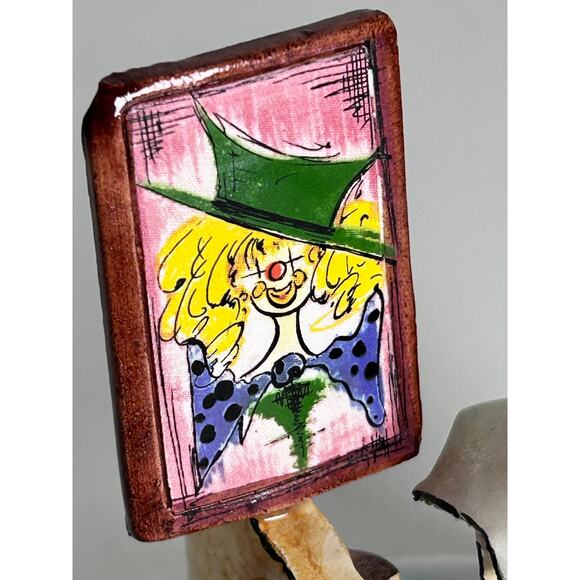 Vintage Zampiva Girl Painting Statue Made In Italy Canvas Pallette 3"x3" - Picture 7 of 8